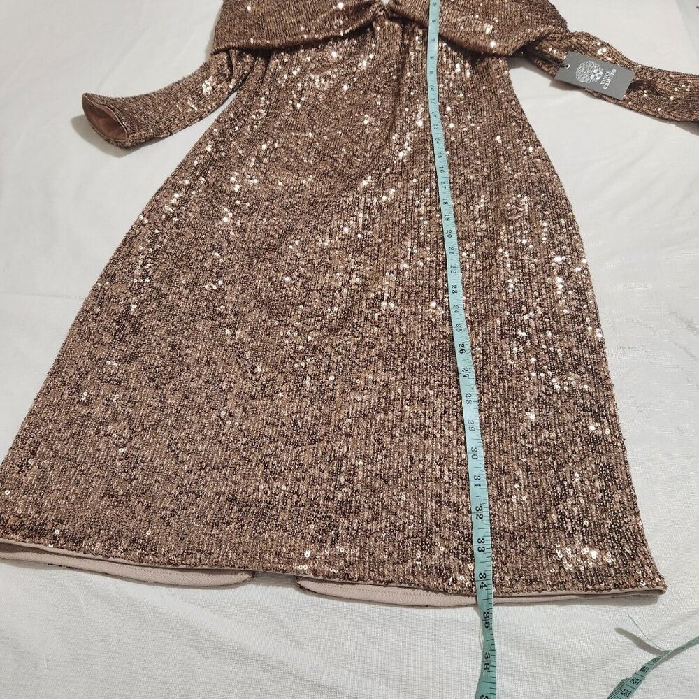 Vince Camuto Sequin Draped Off-the-Shoulder Sweetheart Neck Size 10 Dress (CJ8) - Picture 8 of 12